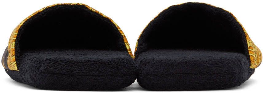 Versace Black Baroque Slippers