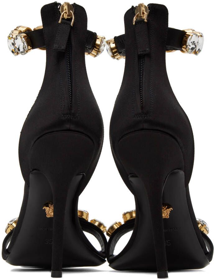 Versace Black Crystal Heeled Sandals