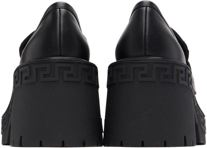 Versace Black Greca Heeled Loafers
