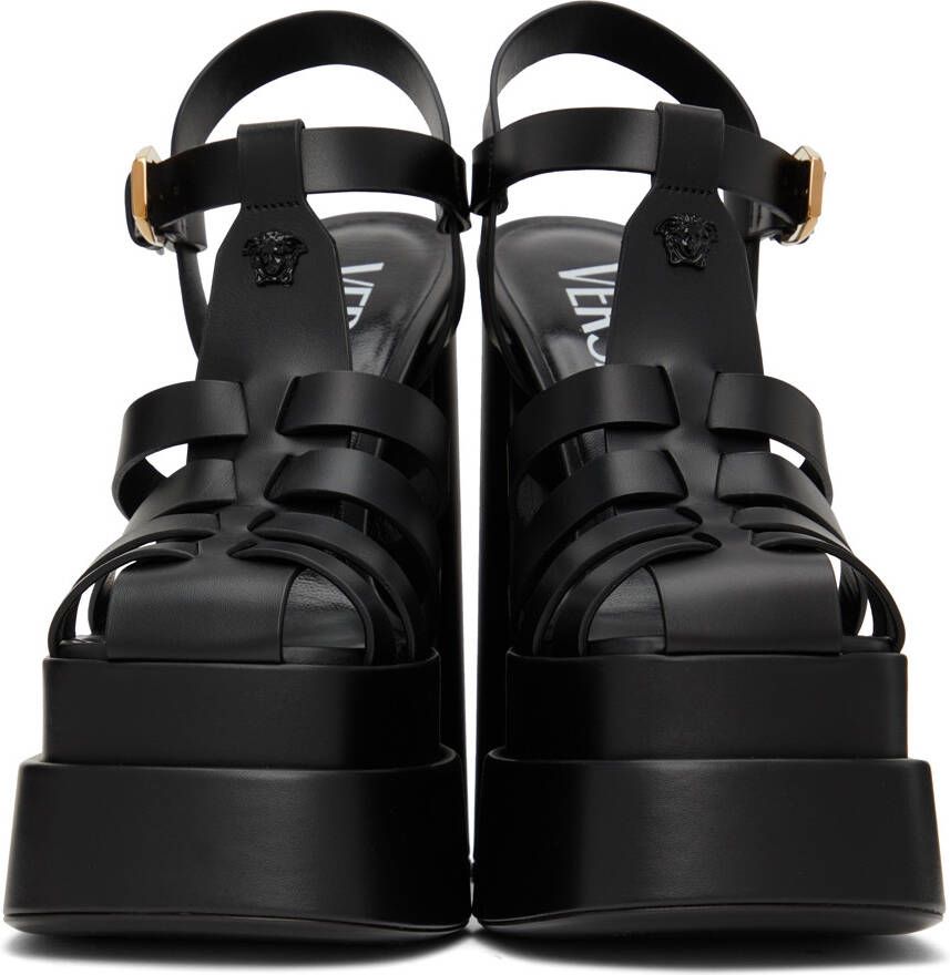 Versace Black La Medusa Platform Sandals
