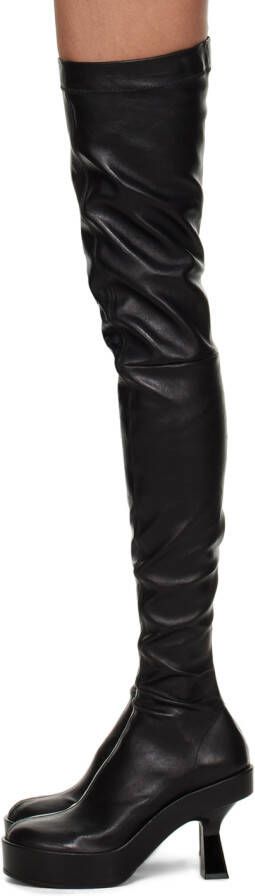 Versace Black Leather Over-The-Knee Boots