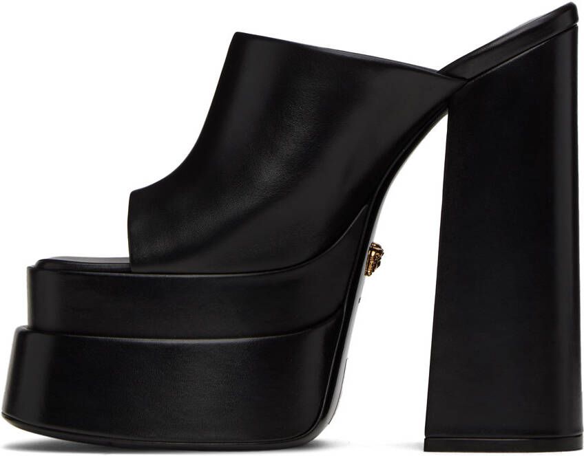 Versace Black Platform Heeled Sandals