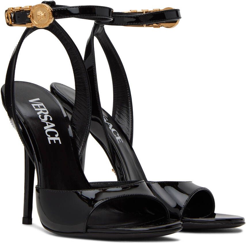 Versace Black Safety Pin Heeled Sandals