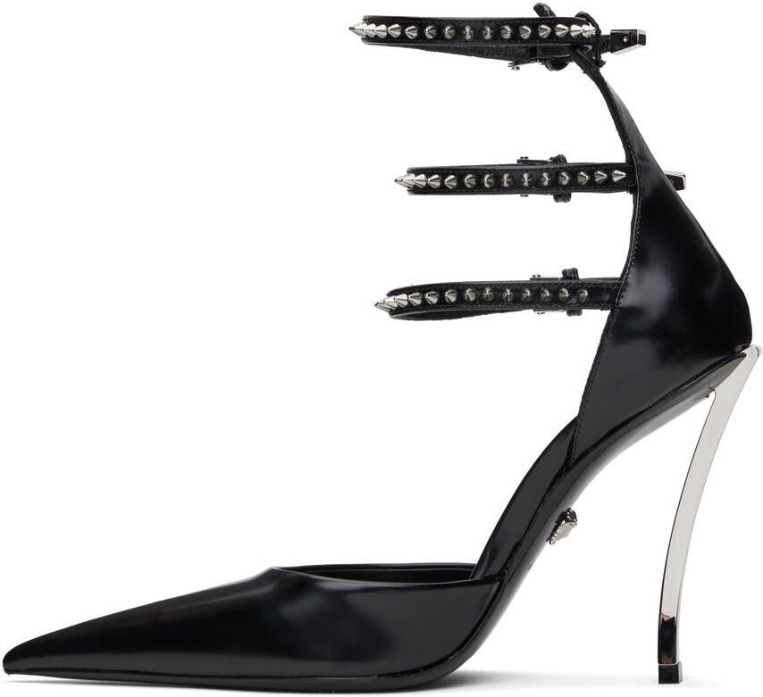 Versace Black Spiked Pin-Point Heels