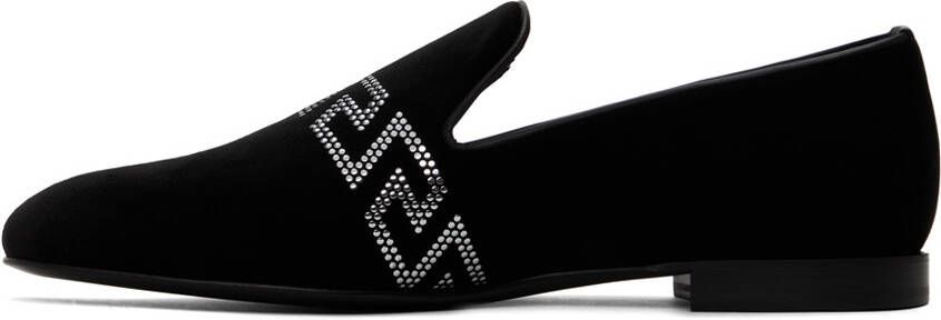 Versace Black Studded Greca Loafers