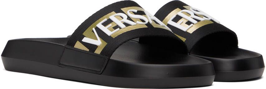 Versace Black Webbing Slides