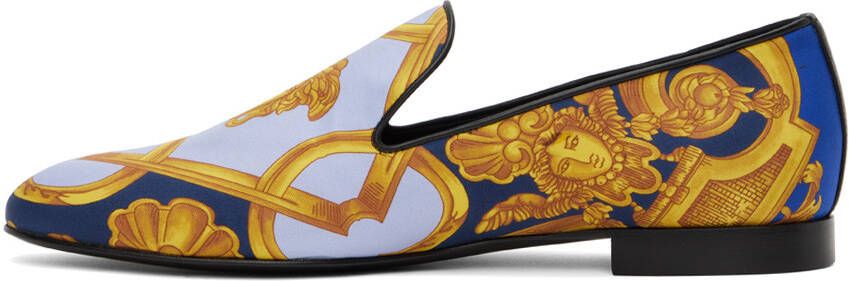 Versace Blue & Gold Barocco 660 Slippers