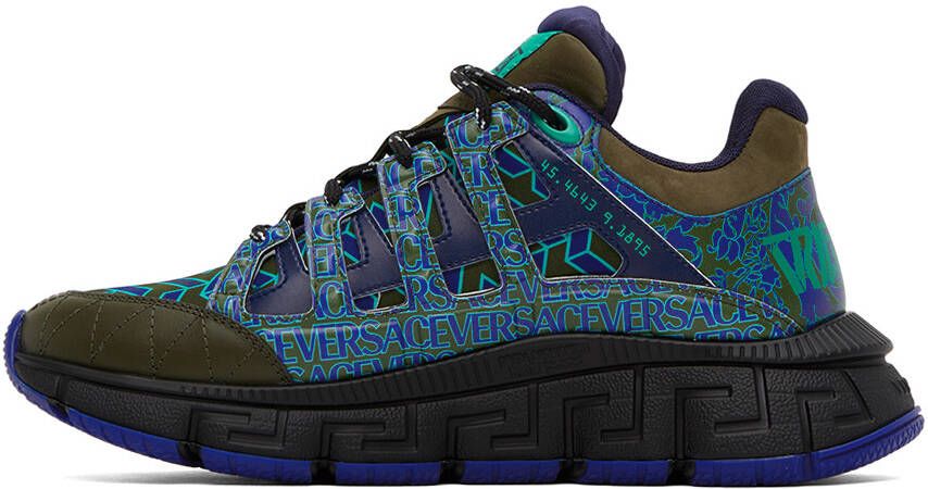 Versace Blue & Green Trigreca Sneakers