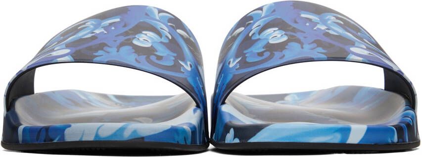 Versace Blue Baroccoflage Slides