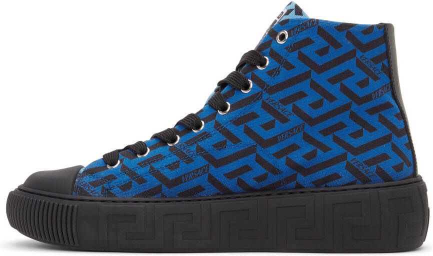 Versace Blue Greca High-Top Sneakers