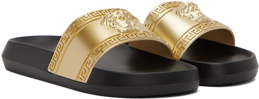 Versace Gold & Black Medusa Slides
