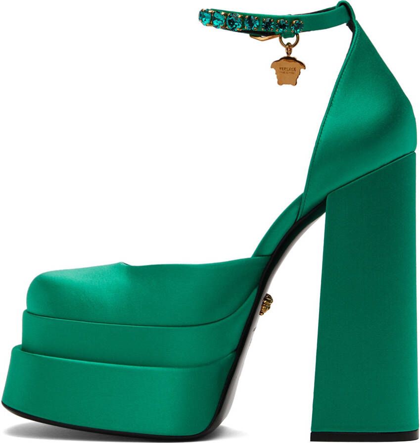 Versace Green Medusa Aevitas Platform Heels