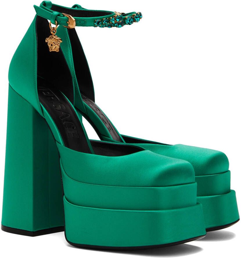 Versace Green Medusa Aevitas Platform Heels