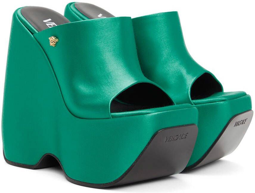 Versace Green Triplatform Mules