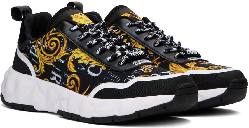 Versace Jeans Couture Black & Gold Graphic Sneakers