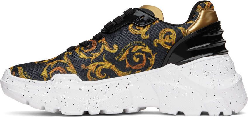 Versace Jeans Couture Black & Gold Printed Sneakers