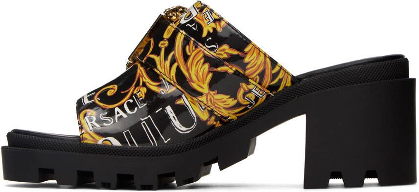 Versace Jeans Couture Black & Gold Winny Heeled Sandals