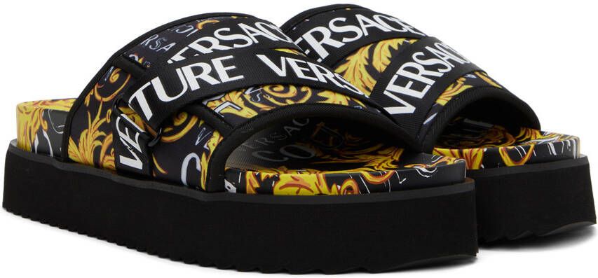 Versace Jeans Couture Black & Yellow Arizona Sandals