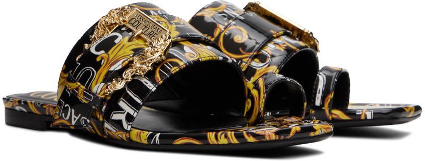 Versace Jeans Couture Black & Yellow Millie Sandals
