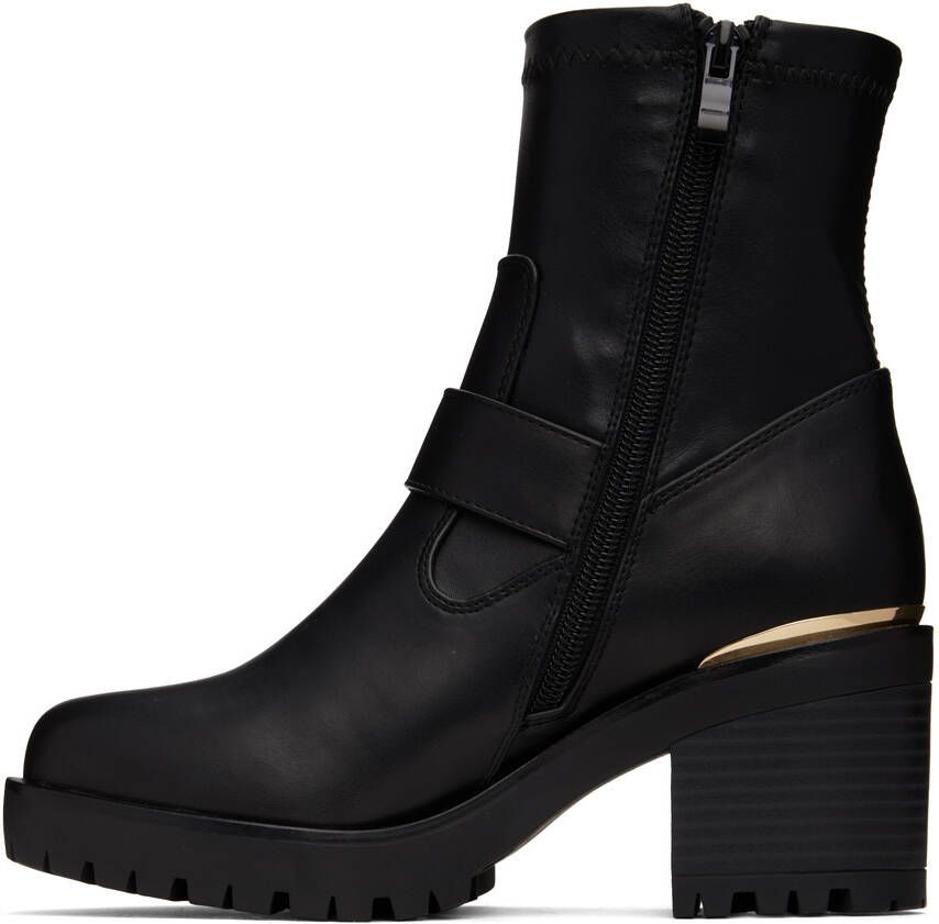Versace Jeans Couture Black Buckle Ankle Boots