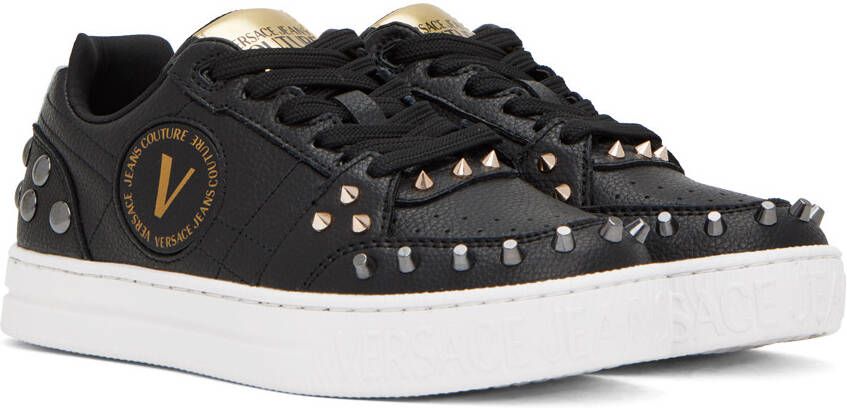 Versace Jeans Couture Black Court 88 Spiked Sneakers