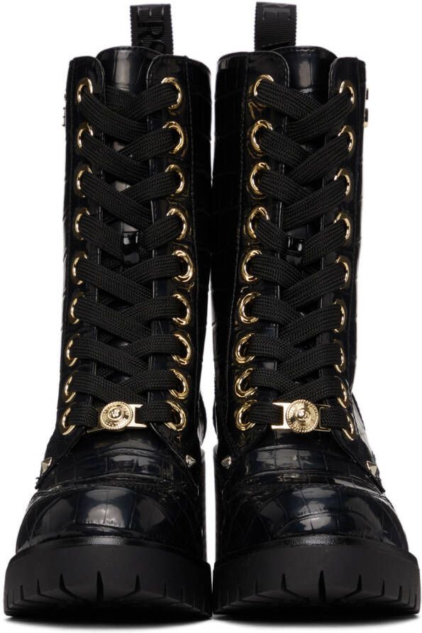 Versace Jeans Couture Black Croc Mia Boots