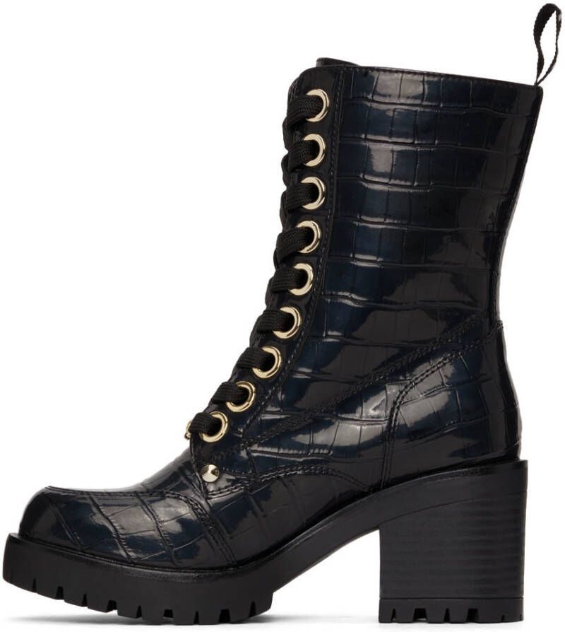 Versace Jeans Couture Black Croc Mia Boots