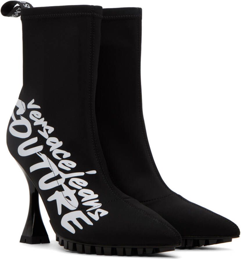 Versace Jeans Couture Black Flair Logo Ankle Boots
