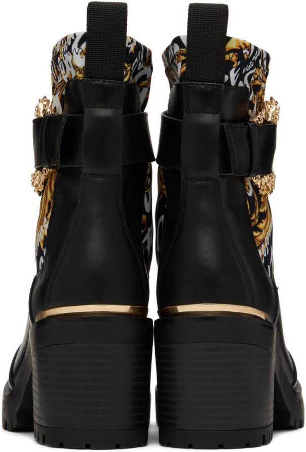 Versace Jeans Couture Black Leather Ankle Boots
