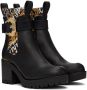 Versace Jeans Couture Black Leather Ankle Boots - Thumbnail 4