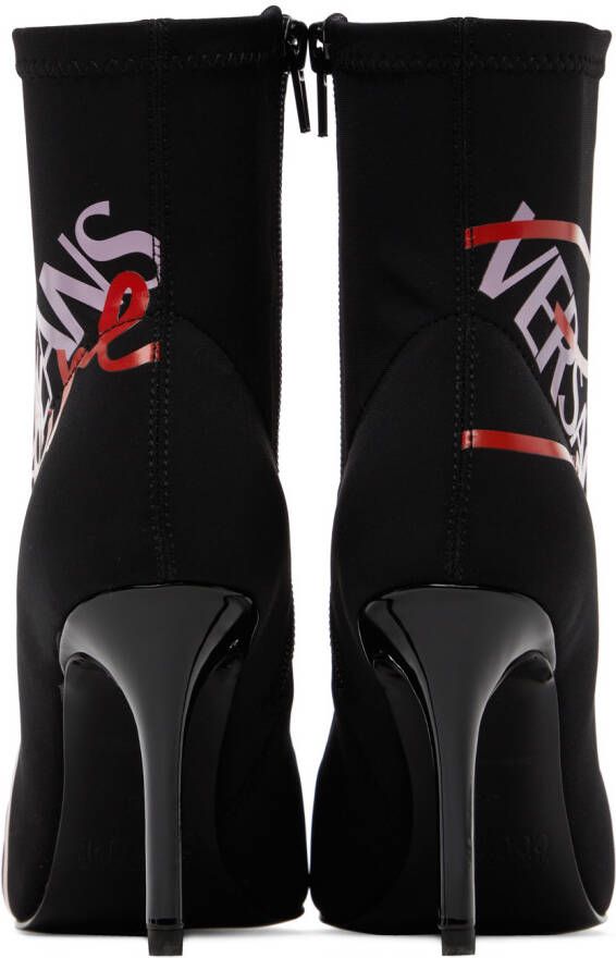 Versace Jeans Couture Black Logo Ankle Boots