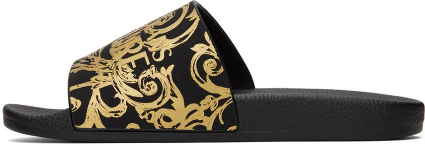 Versace Jeans Couture Black Logo Couture Slides