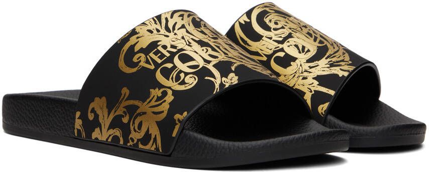 Versace Jeans Couture Black Logo Couture Slides