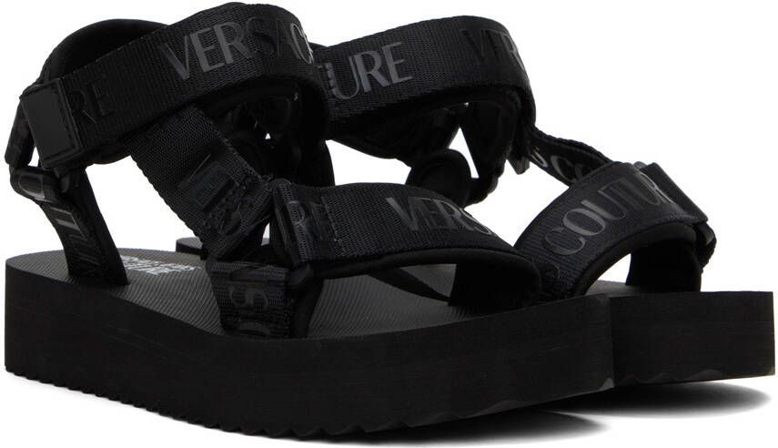 Versace Jeans Couture Black Platform Flat Sandals