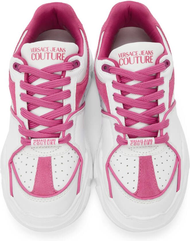 Versace Jeans Couture Off-White & Pink Speedtrack Low Sneakers