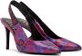 Versace Jeans Couture Pink & Purple Barocco Scarlett Slingback Heels - Thumbnail 4