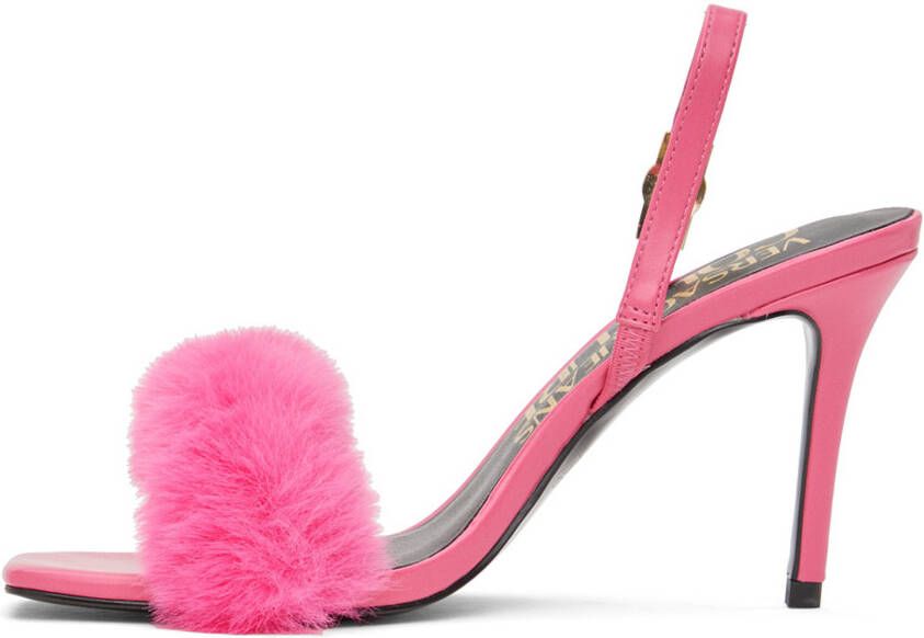 Versace Jeans Couture Pink Fur Emily Heeled Sandals