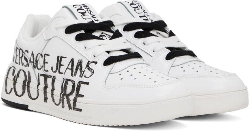 Versace Jeans Couture White & Black Printed Sneakers
