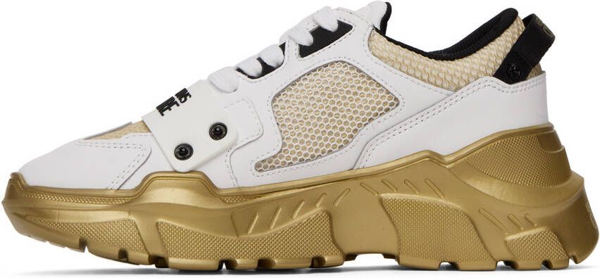 Versace Jeans Couture White & Gold Speedtrack Logo Sneakers