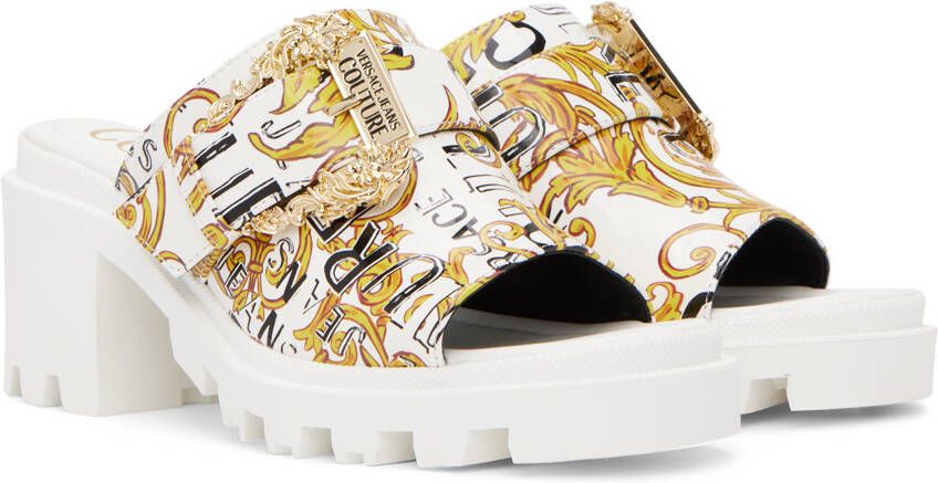 Versace Jeans Couture White & Gold Winny Heeled Sandals