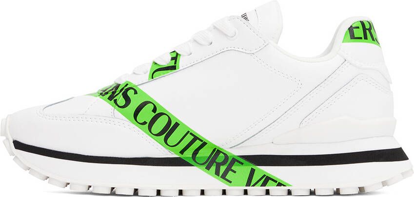 Versace Jeans Couture White & Green Spyke Sneakers