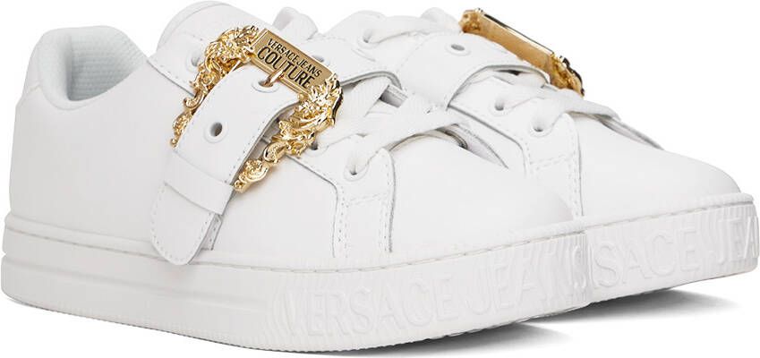 Versace Jeans Couture White Baroque Buckle Sneakers