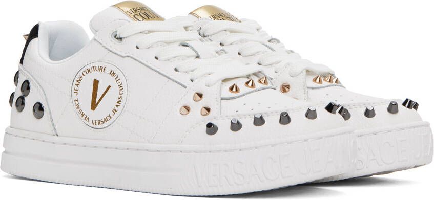 Versace Jeans Couture White Court 88 Spiked Sneakers
