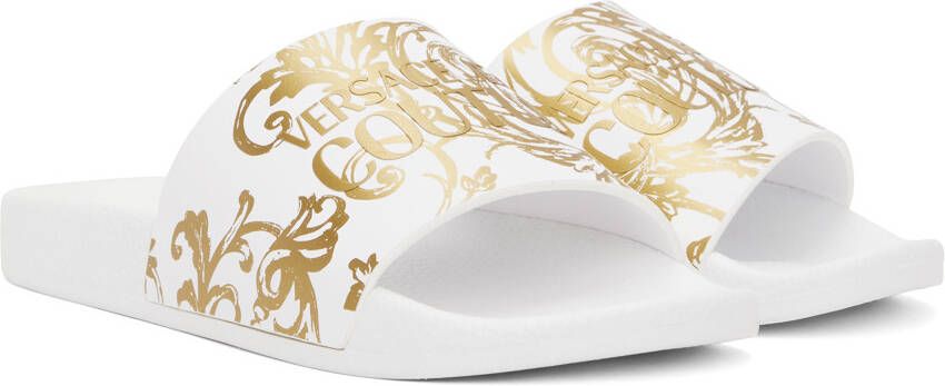 Versace Jeans Couture White Logo Couture Slides