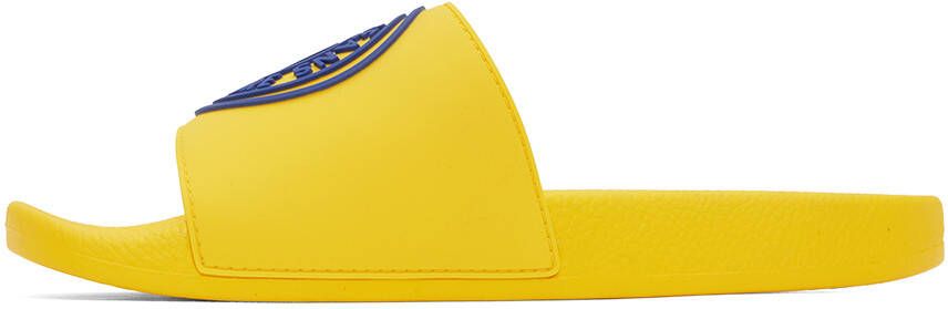 Versace Jeans Couture Yellow Embossed Pool Slides