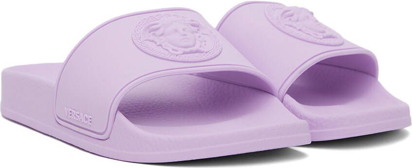 Versace Kids Purple 'La Medusa' Slides
