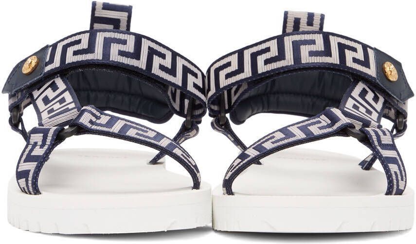 Versace Navy & White 'La Greca' Sandals