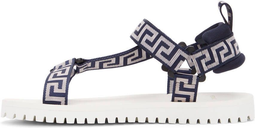 Versace Navy & White 'La Greca' Sandals
