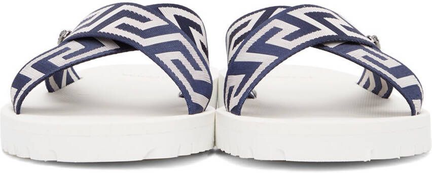 Versace Navy & White Nastro Greca Sandals