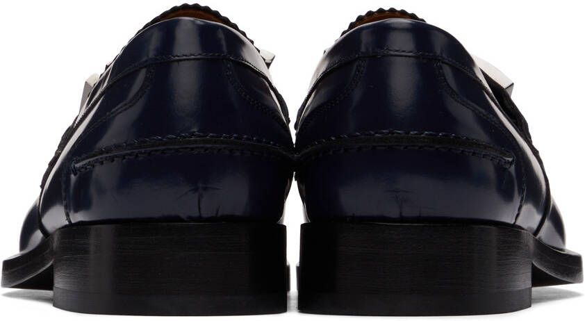 Versace Navy 'La Greca' Plaque Loafer